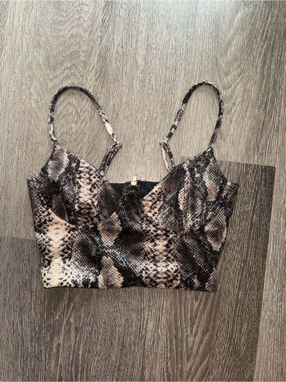 Charlotte Russe Snake-Print Crop Top in Brown and Black